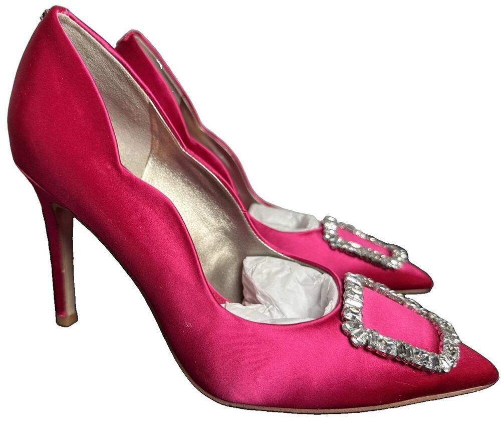 SAM EDELMAN Women's 8 Harriett Satin Pointed Toe Pump fuchsia Pink